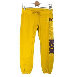 291 Venice Crop Skinny Sweatpants Yellow Women Sz 1 XS/S Yellow LET NATURE ROCK